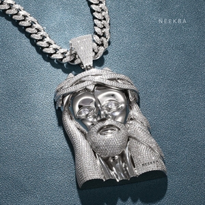 Oversized Jesus Pendant - Moissanite Jesus Face Pendant in 925 Sterling Silver Iced Out Statement Diamond Look Religious Pendant - Product Image 3