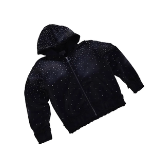 Best Material Made Men Rhinestones <b>Hoodies</b> Solid Color Men Rhinestones <b>Hoodies</b> <b>Lightweight</b> Men Rhinestones <b>Hoodies</b> Custom - Product Image 2