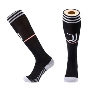 Chaussettes de football blanches mi-hautes avec bande jaune et logo imprimé pour adultes, chaussettes de sport en coton respirant tricoté pour l'été - Product Image 3