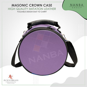 Masonic Crown Cap Case & Freemason <b>Hat</b> Storage Soft Carry Bag with Zipper Closure Lightweight Purple Leather (10x22cm) - Product Image 6