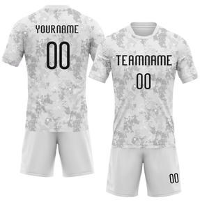 Ensemble de maillots de volley-ball personnalisés sublimés, imprimé camouflage blanc, manches courtes, col rond, évacuation de l'humidité, uniforme d'équipe unisexe pour adultes - Product Image 6