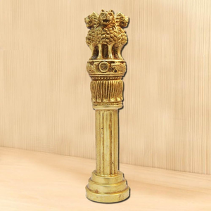 Pilier Ashoka en laiton, emblème national indien, statue commémorative avec décor de lion, objet décoratif pour la maison ou le bureau - Product Image 5