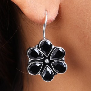 Verified Supplier Floral Gemstone Dangle <b>Earring</b> Bulk | Oxidized Silver <b>Hook</b> <b>Earrings</b> | Fashion Jewelry Manufacturer Ready Stock - Product Image 5