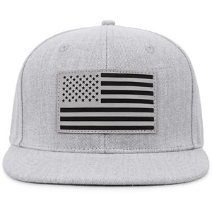 Gorra Unisex de 6 Paneles con Cierre a Presión, Color Gris, de Algodón, con Bordado de la Bandera Americana en el Panel Frontal, Estilo Casual, Ajuste para Adultos - Product Image 1