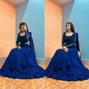 Saree de estilo Georgette Lahenga de moda moderna para mujer blusa de corte tejido etéreo para fiesta nocturna especial - Product Image 5