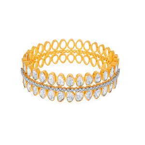 Elegant Yellow Gold 14K Women's <b>Bangle</b> <b>Bracelet</b> Lab Grown Diamond Teardrop Gemstones Leaf Motifs Luxurious Pav Detailing - Product Image 2