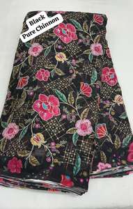 Tissu Chinon Pur Exquis, Tissu en Soie Chinon Pur avec Broderie Florale Numérique Artisanale, Une Couture Ethnique de Luxe - Product Image 2