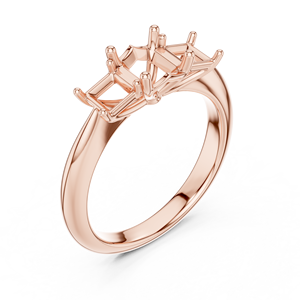 Anillos de Diamantes Cultivados en Laboratorio con Corte Princesa y Dos Piedras Laterales Estilo Clásico Asscher, Elaborados con Oro Rosa Sólido de 14k - Product Image 5