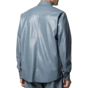 Chemise homme effet cuir à boutons, manches longues, col classique, style workwear avec poche - Product Image 2