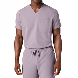 ชุดสครับผู้ชายคอวี MEFSON INTERNATIONAL พร้อมกระเป๋าเสื้อ กางเกงเอวยางยืด ผ้าแคนวาส ตรวจจับการรั่วไหลของของเหลว สำหรับใช้ในโรงพยาบาล - Product Image 4