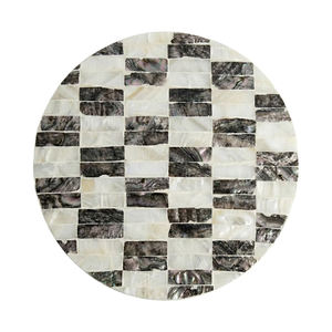 Black White Block Checkerboard Cylinder <b>Stools</b> Mother of Pearl Handcrafted Mosaic <b>Small</b> Side Table Living Room Bedroom Decor - Product Image 4