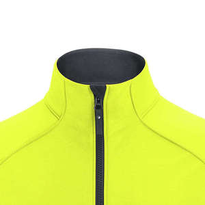 <b>Men's</b> Neon Yellow <b>Cycling</b> <b>Jacket</b> With Black Panels Full Zip Long Sleeve Bike Wear - Product Image 3