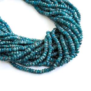 Perles d'apatite néon naturelle non taillées, forme rondelle, 3,5 - 4 mm, brin de perles d'apatite, 12,5 pouces, perles en pierre non taillées pour la création de bijoux - Product Image 1