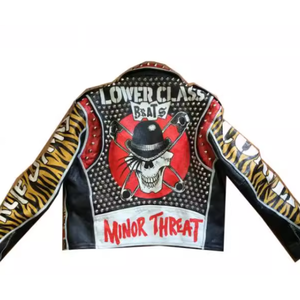FURAT LEATHERS OEM Your Own <b>Punk</b> Printed Genuine Leather Motorcycle Biker <b>Jacket</b> Men Stand Breathable Customized Embroidered - Product Image 2