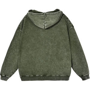 Meilleurs sweats à capuche en molleton délavé pour hommes, coupe classique personnalisée, style streetwear vintage, 100% coton, vert foncé, imperméable, automne, OEM - Product Image 5
