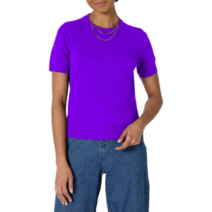 <b>Men's</b> <b>Navy</b> <b>Blue</b> Short Sleeve Knitted T-<b>Shirt</b> O-Neck Regular Fit Sporty Solid Color 100% Cotton Breathable Quick Dry Anti-shrink - Product Image 4