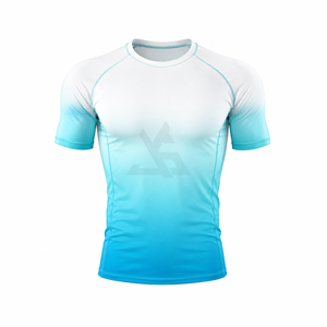 T-shirt de compression Rash Guard pour homme, couche de base d'entraînement à manches courtes, séchage rapide, pour la course et le fitness, haut de performance athlétique - Product Image 1