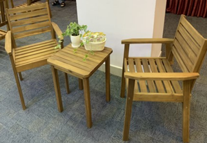 Teak Garden Chair Set With <b>Side</b> <b>Table</b> <b>Rustic</b> Outdoor Furniture Durable Wood Design Tapered Leg Hard Floor Use - Product Image 1