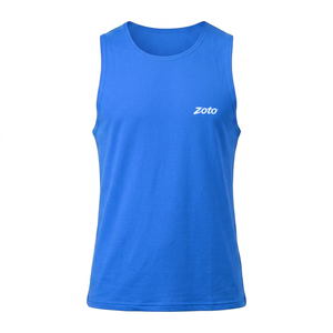 Solid Blue Wide Shoulder Tank Tops Slim Fit Gym Fitness Running <b>Vest</b> for Workout & Casual Wear - Product Image 1