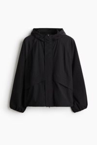 Men's Black Hooded Puffer <b>Jacket</b> Windproof Zipper Closure Casual Style Polyester Material Winter Wear - Product Image 5