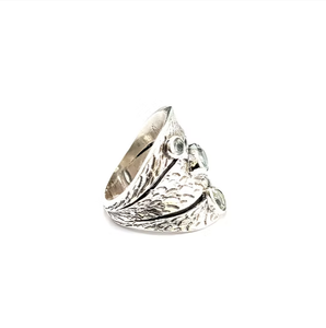 Anillo de Plata de Ley 925 Hecho a Mano con Banda Ancha y Topacio Azul Natural en Diferentes Formas para Mujer - Product Image 3