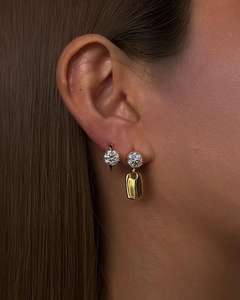 Magníficos Pendientes de Aro con Diamantes Redondos Cultivados en Laboratorio, con Oro Sólido de 14K, Joyería de Compromiso Solitario para Regalo de Pareja - Product Image 2