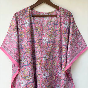 Nuevo Kaftán con Estampado Animal, Cuello en V, con Cordón Ajustable, de Algodón Suave Indio, con Encaje, Largo, para Playa o Dama de Honor - Product Image 1