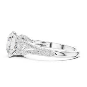 Anillos de compromiso de diamantes con vástago dividido, oro macizo de 14K, diamante cultivado en laboratorio de 2.5 CT, corte brillante redondo, colección de joyería. - Product Image 6