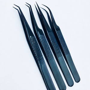 HARRAR GROUP COMPANIES Pince à épiler professionnelle noire en acier inoxydable courbé de 13 cm, durable, réutilisable, à pointe lisse pour cils - Product Image 3
