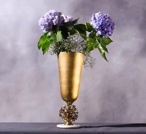 Elegante Jarrón de Mármol Dorado Moderno y Lujoso para Centro de Mesa, Urna Decorativa Alta de Metal para Sala de Estar, Pedestal para Flores - Product Image 2