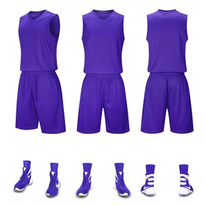 Ensemble de basketball personnalisé pour hommes avec logo et numéro sur mesure, 100 % polyester, confortable, toutes saisons, vente en gros, uni - Product Image 6