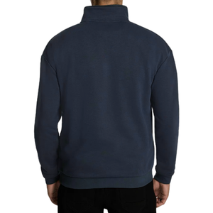 เสื้อสเวตเชิ้ตผู้ชายคุณภาพพรีเมียม สีกรมท่า ผ้าฝ้าย 100% คอซิป 1/4  ดีไซน์แบบแผ่นต่อผ้า ทรงลำลองพอดีตัว มีซิป - Product Image 2