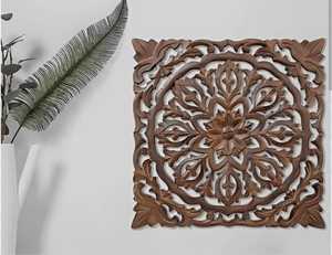 Round Carved Wooden Wall Hanging <b>Panel</b> Floral <b>Decorative</b> Wall Decor for Home Hotel Restaurant - Product Image 3