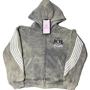 Sweat à capuche vintage surdimensionné pour homme Ketine, 100% coton, tissu éponge français, respirant, effet délavé au soleil, fermeture éclair, longueur courte, poche, design d'hiver - Product Image 1