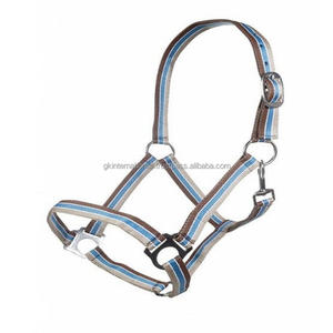 Cabestro de caballo de nailon ligero de Diseño a rayas personalizado en mazorca completa sobre tamaños con herrajes plateados ajustables - Product Image 5