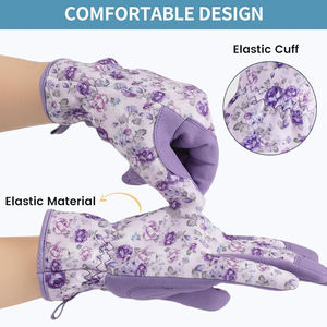 Colorful Floral Microfiber Ambidextrous Anti-Resistant Anti-Slip Palm Work Leather Gardening <b>Gloves</b> for Outdoor Gardening Work - Product Image 4