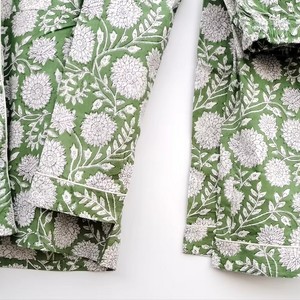 Conjunto de Pijama de Algodón 100% con Estampado Floral, Cuello Camisero, Manga Larga, Cierre de Botones, Suave y Transpirable, Ropa de Dormir para Mujer - Product Image 6