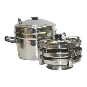 Olla de Acero Inoxidable de 3 Niveles para Cocinar Dhokla al Vapor, Utensilios de Cocina - Product Image 1