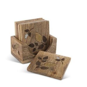 Custom Logo Personalized Wood <b>Coaster</b> <b>Set</b> with Holder Square Engraved Wooden Drinks <b>Coasters</b> for Home Decor Gift Items Beer Mat - Product Image 5