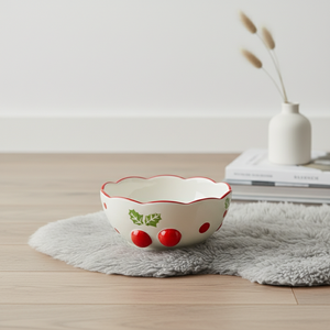 Tazón para Ensalada de Porcelana Fina con Diseño de Flor de Pascua y Puntos, Calidad Premium, 3460988A-15 - Product Image 4