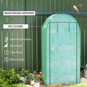 Mini serre portable avec 4 étagères et porte enroulable 41,3'' x 17,7'' x 63'' Vert - Product Image 4