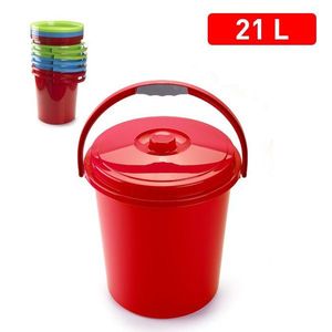 Secchio in plastica da 21 litri con coperchio e maniglia per stoccaggio e trasporto - Product Image 1