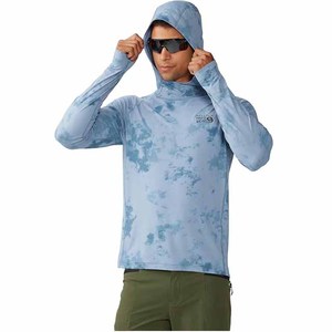 เสื้อเชิ้ตแขนยาวมีฮู้ดลายมัดย้อมสำหรับผู้ชาย ทรงปกติ แห้งเร็ว ผ้าถัก สวมใส่สบายๆ ในฤดูร้อน - Product Image 1