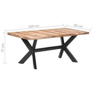 Mesa de Comedor de Madera Maciza de Acacia con Acabado en Polvo de Acero, Estilo Rústico - Product Image 6