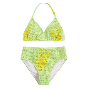 Ensemble de bikini imprimé tropical pour femme, haut triangle à col halter, bas taille haute, maillot de bain extensible en spandex et polyester - Product Image 6