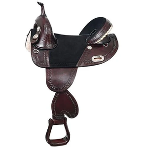 Selle de course de barils Royal International Premium pour chevaux |   Selle d'équitation western en cuir véritable, légère et performante - Product Image 2