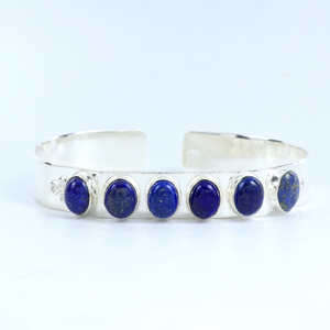 Top Quality Handmade 925 Sterling Silver Natural Lapis Lazuli Gemstone Multi <b>Stone</b> Oval Cabochon Statement Cuff Bangle <b>Bracelet</b> - Product Image 3