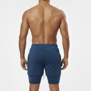 Custom Men's Compression Board Shorts 100% Polyester with Liner 2 in 1 Mesh Pocket Quick Dry Breathable Gym Fitness Shorts - Product Image 2