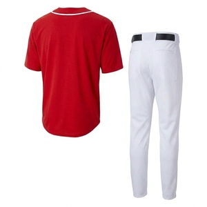 Custom Red <b>Baseball</b> Uniform <b>Set</b> Men Short Sleeve Jersey with Pant Professional Team Sports Wear Breathable Athletic Training kit - Product Image 2
