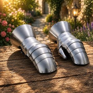 Gants de chevalier médiévaux en acier, fabriqués à la main, pour la reconstitution historique et le cosplay - Product Image 1